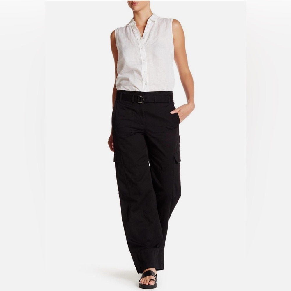 Helmut Lang Cargo Carpenter Linen/Cotton Wide Leg Pants Green Size 10